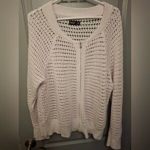 Vera Wang Winter White Open-Knit Cardigan